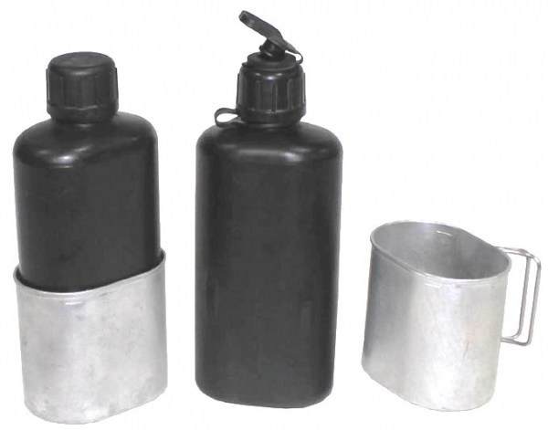 Original Schweizer Armee Feldflasche M 84 mit Alu-Trinkbecher